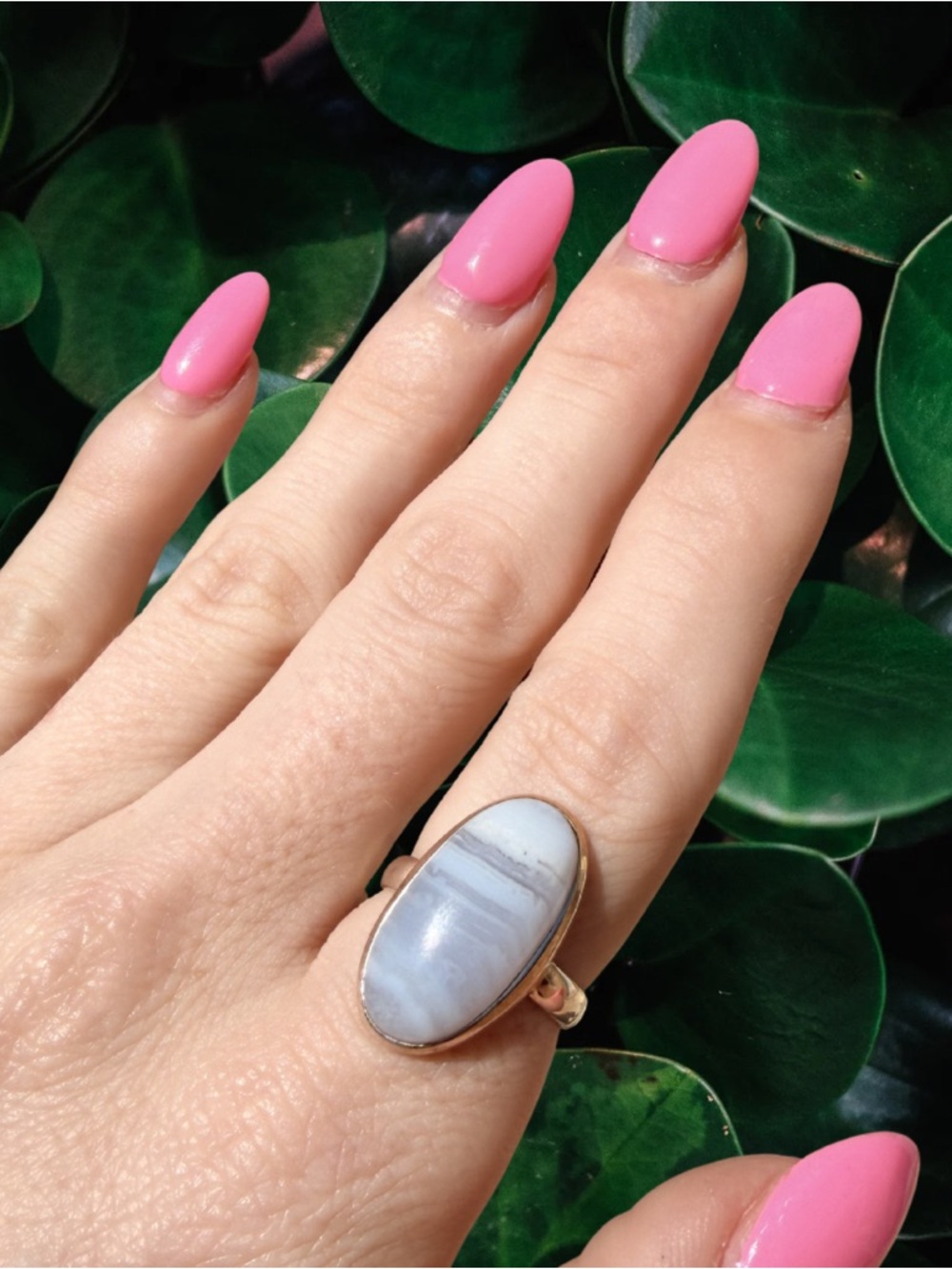 Blue Lace Agate 925 Sterling Silver Ring 6 | Size | 925 Signed | Festival Boho